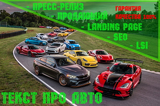 Текст про Авто. Продающий, SEO, LSI, Landing