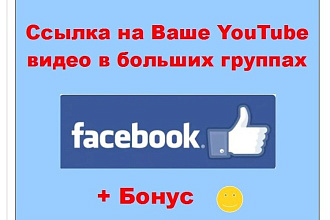 Сделаю ссылку на Ваше Ютуб видео через репост в большие группы Фейсбук