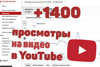 1400 просмотров на видео в YouTube