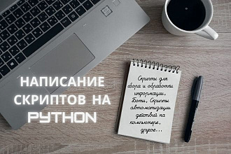 Напишу скрипт на языке Python. Скрипты, блокноты, боты. VPS