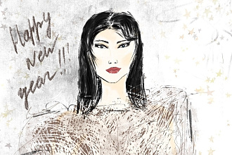 Fashion illustration, стилизованный портрет