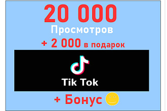20 000 просмотров в TikTok+супер бонус 2 000 просмотров в подарок