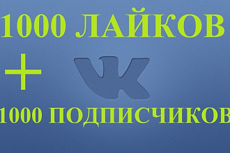 1000 подписчиков + 1000 лайков на страницу Вконтакте