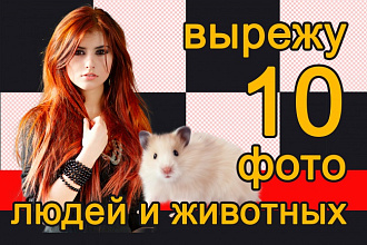 Вырежу 10 фотографий людей или животных