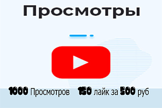 1000 + 150 лайков просмотров от живых людей на ваши видео в YouTube