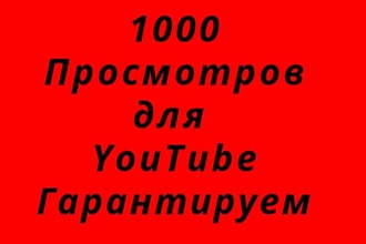 1000 Реальных просмотров YouTube с гарантией
