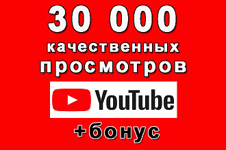 30 000 качественных просмотров на Ваше видео Youtube+ супер бонус