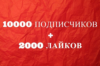 10000 подписчиков + 2000 лайков инстаграм