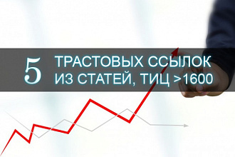 5 ссылок в статьях трастовых сайтов ТИЦ от 1600