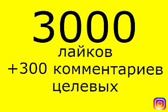 Лайки в Инстаграм раскрутка 3000 + 300 комментариев целевых