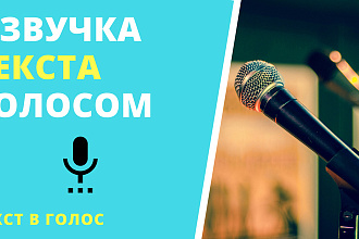 Качественная озвучка текста. Женский - мужской голос. Синтезатор речи