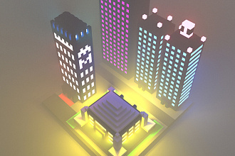 3d voxel картинки зданий, комнат, предметов