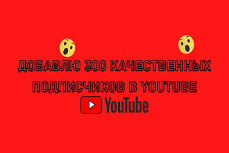 Добавлю 300 качественных подписчиков в youtube