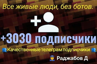 3030 реальных живых подписчиков в Telegram с гарантией. +Бонус