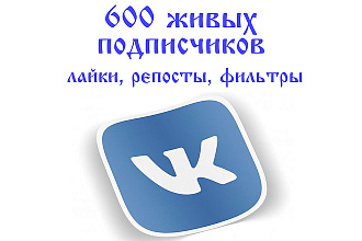 Раскрутка группы Вконтакте - плюс 600 живых подписчиков, продвижение