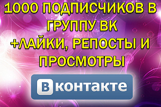 1000 подписчиков в вк + активность в виде лайков и репостов