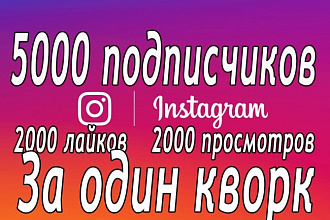 5000 подписчиков в Instagram. Также лайки, просмотры, комментарии