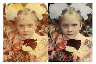 Восстановление старых фотографий от заломов и трещин. Колоризация