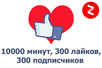 10000 минут, 300 лайков, 300 подписчиков Монетизация Яндекс Дзен