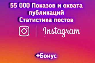 55 000 Показов и охвата публикаций + бонус