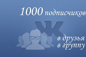 Подписчики ВКонтакте. 1000 уников. В группу, паблик. Друзья