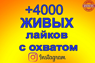 +4000 лайков С охватом НА ВАШУ публикацию В instagram