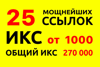 25 ссылок с ИКС от 1000. Для вывода в ТОП. Ручное размещение