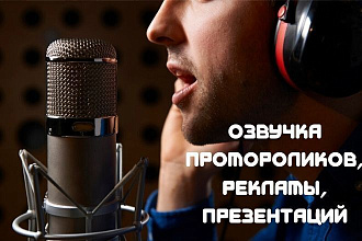 Озвучка промороликов, рекламы, презентаций женским и мужским голосом