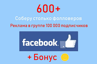 Соберу 600 подписчиков в Ваше сообщество в Фейсбук + реклама в бонус