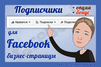 350 подписчиков + опции + бонус для Facebook бизнес-страницы FanPage