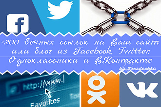 +200 вечных ссылок на Ваш сайт из соцсетей FB, Twitter, ОК, ВК