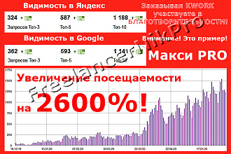 Комплексное продвижение сайта, максимальный прогон по тарифу Макси PRO