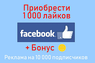 Купить дешево лайки в Фейсбуке - 1000 отметок за 500 рублей + бонус