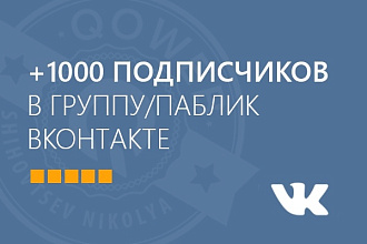 Добавлю 1000 подписчиков в группу или паблик вконтакте