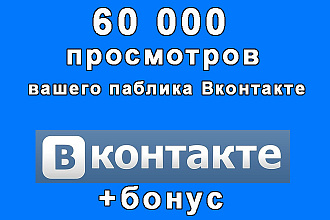 60 000 посещений сообщества Вконтакте для улучшения статистики+бонус