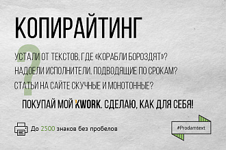 Качественный копирайтинг от опытного писателя