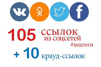 105 ссылок из соцсетей + 10 крауд-ссылок на ваш сайт