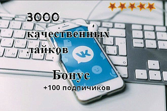 Добавлю 3000 качественных лайков вконтакте