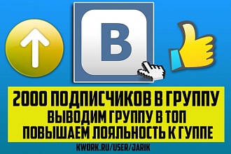 2000 подписчиков в группу. Вывод в топ, повышение лояльности