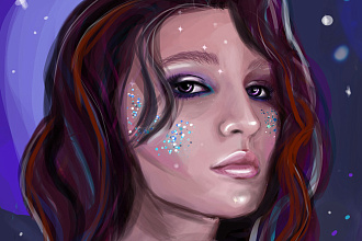 Нарисую портрет в стиле cosmic, cyberpunk