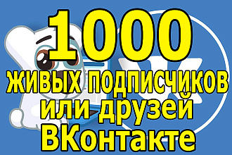 1000 живых участников в группу или друзей в социальной сети вконтакте