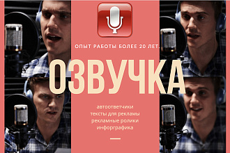 Профессиональная озвучка любых текстов. Опыт работы более 20 лет
