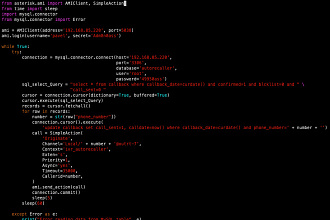 Напишу скрипт на Python 3.6-3.8 + asterisk + mysql