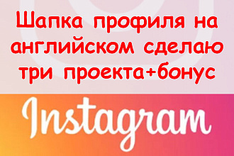 Шапка профиля в инстаграм на английском - Сделаю 3 проекта + бонус