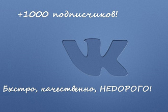 1000 подписчиков в ВКонтакте. Профессионально, Быстро, недорого