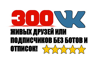 300 живых друзей или подписчиков ВК в группу без ботов, по критериям