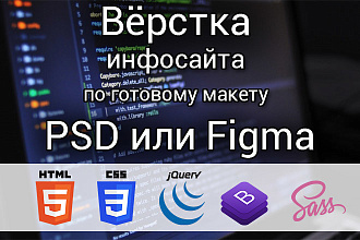 Вёрстка страницы инфосайта по готовому макету