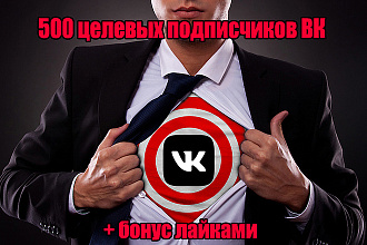 Привлеку 500 целевых подписчиков в группу ВК+ бонус лайками