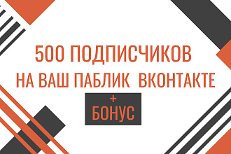 500 Подписчиков на ваш паблик ВКонтакте + бонус