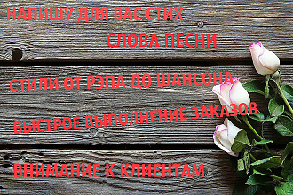 Напишу для вас стих, слова песни, стиль от рэпа до шансона на вкус